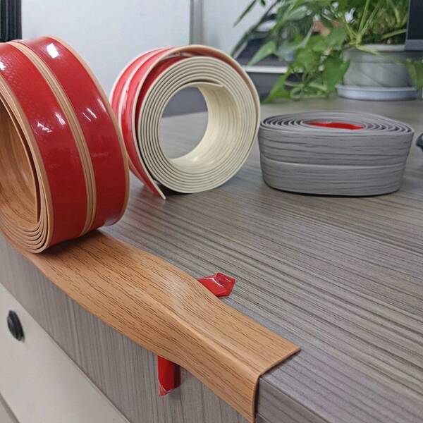 1 pièce Bande décorative autoadhésive aspect bois, finition mate vinyle, bande de bordure décorative murale, autocollant mural décoratif, design minimaliste moderne, décoration d'intérieur