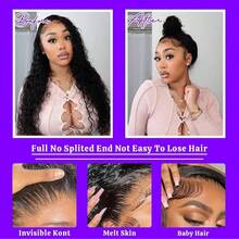 ZHENDEFA Jerry Curly 360°蕾丝前假发，真人发丝，升级版隐藏式绑带，360°高清透明蕾丝假发，带抽绳，预先拔毛，带婴儿发，女士款，自然黑 - SNatural - 查看 7