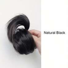 Elegant Low Bun Wig With Invisible Clips - Women's Natural Full Wig, Black Synthetic Hair, Suitable For Daily And Special Occasions, Versatile Wig | Fashionable Low Bun | Clips - Multicolor - View 9