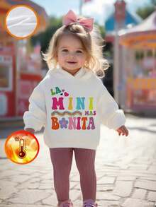 1pc Baby Girls' Casual Floral Print Hooded Sweatshirt, Autumn/Winter - Adorable Hoodie Brings Joy And Happiness To Every Child! Colorful And Imaginative Hoodie With Floral And Letter Prints