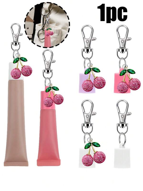 1pc Lipstick Key Chain Cap With Cherry Accessories, Lip Glaze Cover, Lipstick Cover, Paste Cover, Small And Light, Easy To Carry, Waterproof, Hanging, Decorative Accessories, Bag Accessories, Suitable For Travel, Commuting, Dinner, In Ramadan, Valentine's Day