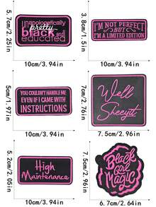 3/6/12 Stück rosa englische Buchstaben Serie gestickte Aufnäher, süßes Cartoon Mädchen Muster, Polyestermaterial, Abzeichen Aufkleber, zum Aufbügeln auf Kleidung, Nähzubehör, geeignet für Rucksäcke, Jeans, Jacken, T-Shirts, Hüte, Kleider usw.