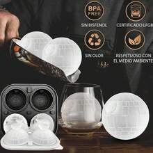 2pcs Molde para Hielos de Silicón en Forma de Esferas y Cubos, Bandejas de Silicona Reutilizables, Moldes para Paletas con Tapa para Cubitos, Cócteles, Whisky, Fácil Liberación, Sin BPA - 1 - Ver 3