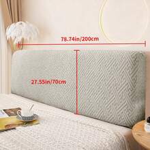 غطاء رأس السرير الجديد المزخرف المقاوم للغبار، غطاء رأس السرير الكامل ذو اللون الأحادي، غطاء رأس السرير الفاخر المطاطي المزخرف، مناسب لحماية وديكور الأثاث - رمادي فاتح - مشاهدة 14