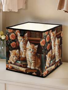 1pc Cartoon Cat Print Open Storage Box, Stackable Organizer Drawer, Durable Multi-Purpose Design Saves Space For Home, Dorm, Household Organization, Under Bed Storage - Multicolor - View 14