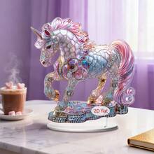 1pc Dreamy Unicorn Series 2D Flat Acrylic Ornament, Acrylic Material, Bedroom Dreamy Decoration/Best Friend Spring Birthday Gift, Valentine's Day Fairy Tale Style Scene Decoration - Multicolor-decorations - View 2