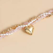 1pc Elegant 3-Layer Beaded Heart Necklace For Women, Suitable For Holidays, Birthdays, Dates, Parties, Vacations, Casual Wear - Love - View 5