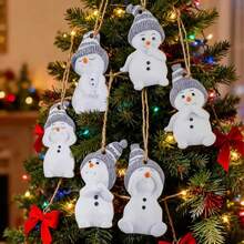 6 件木制雪人 2D 平面圣诞装饰 - 非常适合圣诞树、花环、壁炉和节日装饰，非常适合圣诞节和新年庆祝活动 - 彩色 - 查看 2