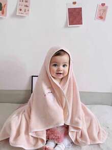 1 pieza Toalla de baño con capucha para bebé bordada con diseño de animal de dibujos animados, manta suave y absorbente para bebé, artículos de baño para bebé