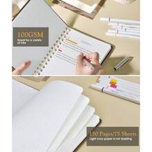 Dotted Spiral Journal Notebook A5 Hardcover Spiral Journals for Women Men 100 GSM Dot Grid Paper Notebooks 150 Pages Spiral Bullet Dotted Notebook for Writing Note Taking 5.75" x 8.38" Dark Brown - como en la foto - Ver 4