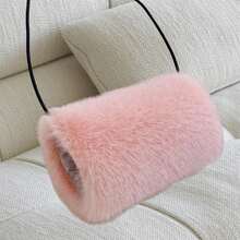 Faux Fur Hand Warmer Muff Portable Warm Plush Hand Cushion With Strap For Winter Outdoor Activity - Pink - View 5