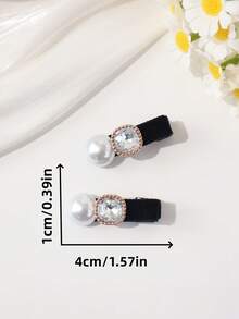 2 buc. Accesorii/cleme elegante și drăguțe pentru păr de câine/pisică, stil prințesă, versatile, la modă, decorațiuni cu perle și diamante, design elegant, mini cleme antiderapante, fotogenice, potrivite pentru animale de companie mici - Alb-negru - Vizualizare 2