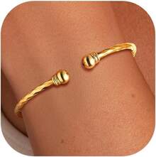 U7 Unisex Simple Cuff Bracelet 18K  Platinum Plated Fine Bracelets Fashion Jewelry Open Bangle Cuff Bracelets, Twisted Or Heart Style - B. Vòng tay đơn giản - Vàng - Xem 9