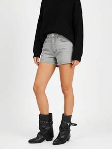 2025 Autumn/Winter New Design Slim Fit Stacked Heel Ankle Boots With Belt Buckle, Sexy Style, Black - Black - View 3