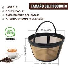 2 Filtro para Cafetera, Filtro de Caf Reutilizables, sin BPA, Capacidad para 8 - 12 Tazas Filtro de Caf Acero Inoxidable, Filtros para Cafetera de Goteo para Cafeteras y Cerveceros - inicial - Ver 3