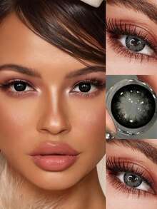 Lalens 1盒（2片）| 年抛型小瞳孔彩色隐形眼镜，日常美妆，提升眼部美感 | 直径14.50mm，基弧8.6mm，黑色，放大效果，防紫外线 | 适合浅色和深色虹膜，完美适用于女性和女孩，秋冬季及Y2K时尚，绝佳生日/圣诞礼物，派对必备 | 流行色