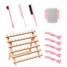 Suporte para 60 Carretéis de Cabelo Trançado, Suporte de Linha Durável de PP para Costura, Acolchoamento e Bordado - Suporte de Extensão Versátil para Uso em Salão e Doméstico, Ideal para Tranças e Apliques de Cabelo, Suporte de Acessórios de Cabelo - Damasco - Visão 11