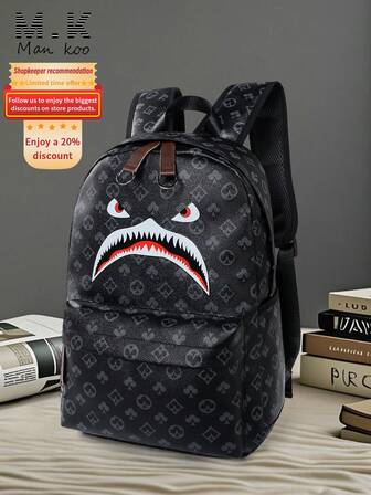 Men's High-End Plum Blossom Print Backpack, Geometric Pattern Retro Floral Design, Laptop Bag, PU Waterproof, Large Capacity, Suitable For College Students, Business, Travel, Daily Use, Gift For Men (Suitable For Back To School Season) Office Bag