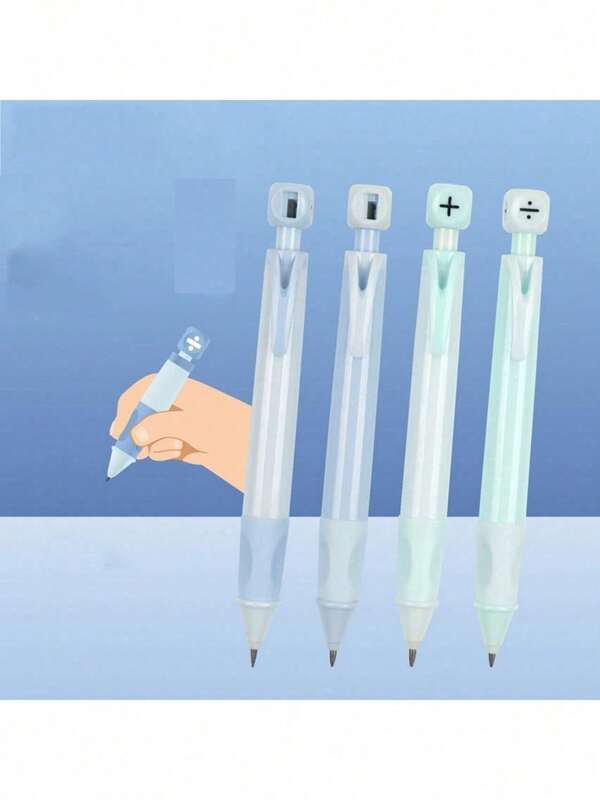 1pc/2pcs Personalized Triangular Posture Grip Mechanical Pencil, 2.0mm Thick Lead, Student Writing Practice, Random Delivery. Soft Silicone Grooved Design For Comfortable Grip, Won''t Cause Fatigue During Prolonged Use