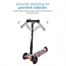Scooter de tres ruedas plegable para niños, con ruedas luminosas y frenos traseros para pies, universal para hombres y mujeres, patineta pintada, juguetes de regalo para el día del Niño / año nuevo - Multicolor - Ver 6