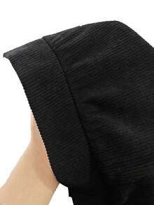 Women's Elegant Casual Corduroy Patchwork Fur Collar Button Front Pocket Long Sleeve Short Jacket, Versatile Bomber Coat