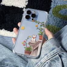 ¡Consigue una nueva funda para tu teléfono! Funda de teléfono: Funda Transparente - Cubierta de Teléfono de Lujo de TPU Suave a Prueba de Golpes Compatible con iPhone 17, 16, 15, 14, 13, 12, 11 Pro Max, 16, 15, 14 Plus, 13, 12, X, XS Max, XR, 8, 7 Plus Gato Caprichoso en Techo Floral ¡Consigue una Nueva Funda para tu Teléfono! - 1 pieza - Ver 2