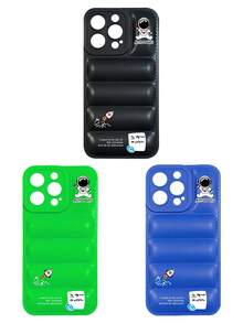 3 piezas Funda de teléfono acolchada minimalista de astronauta en 3D, compatible con iPhone, 17 Pro Max, cubiertas de funda de teléfono, funda de teléfono linda, compatible con iPhone 13/14/15/16/16 Plus/16 Pro Max - Multicolor - Ver 12