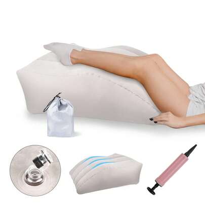 MOLOLAN 1 pieza Almohada inflable para elevar las piernas para ,Almohada Cojin Descansa Piernas Ortopedica Confort,Almohada en cuña para dormir - Almohada inflable para elevación de piernas para hinchazón, circulación, alivio del dolor de piernas y espalda, soporte de piernas de cloruro de polivinilo para recuperación después de cirugía, cadera, pie, tobillo,alivio del dolor y descanso cómodo, lectura y relajación, ropa de cama, hogar