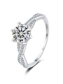 1pc S925 Sterling Silver Luxury Micro-Inlaid Zirconia Spiral Criss-Cross Engagement Ring, Suitable For Dating, Party, Wedding Proposal, Gift For Girlfriend Or Best Friend, High-Quality Jewelry