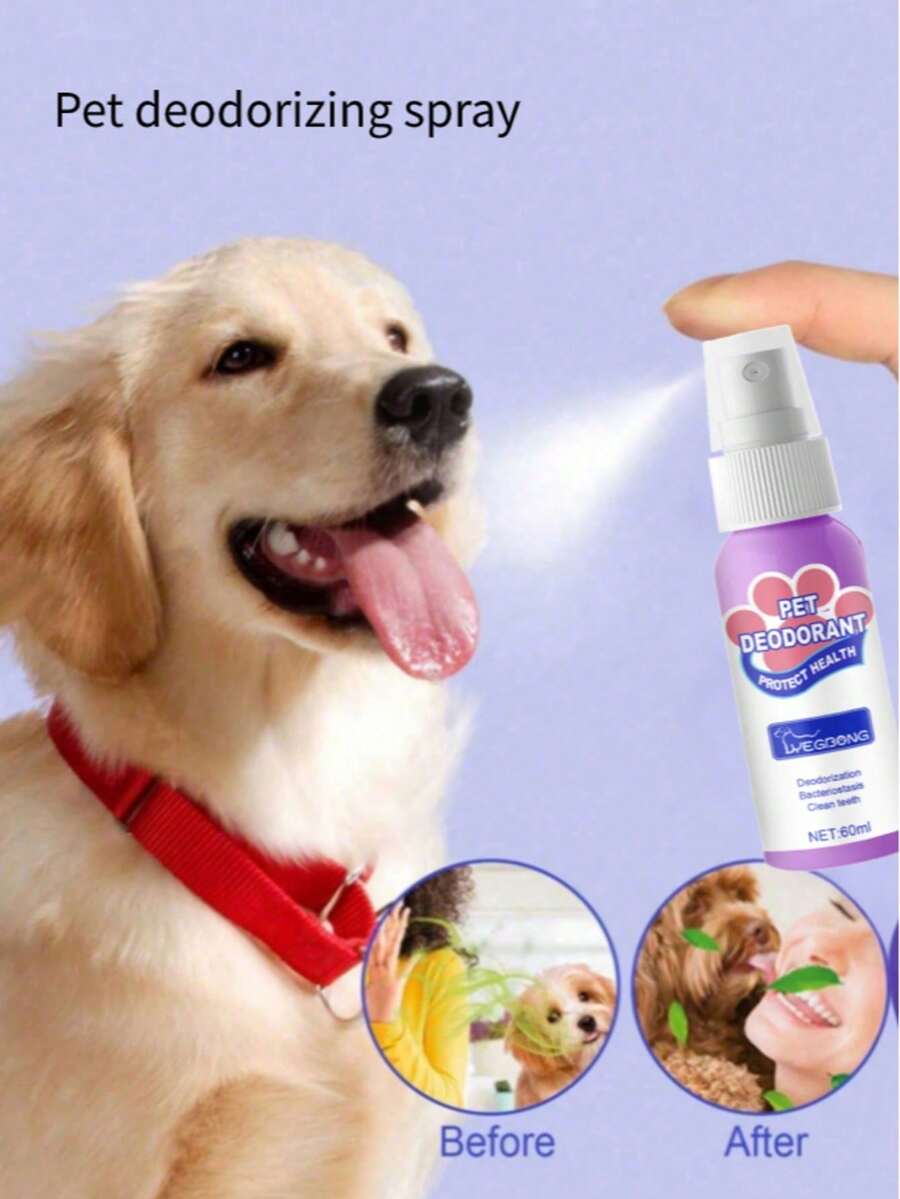 YEGBONG 60ml Pet Oral Care Spray For Dogs & Cats - Freshens Breath With Xylitol, Menthol & Coconut Extract - Easy Dental Hygiene Solution For Bad Breath Control & Daily Pet Health,Quick Ship Items,Free Shipping