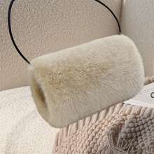 Faux Fur Hand Warmer Muff Portable Warm Plush Hand Cushion With Strap For Winter Outdoor Activity - Khaki - View 4