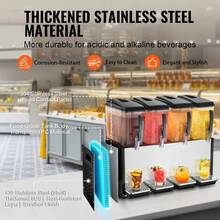 Commercial Beverage Dispenser, 4 Tanks 12 L / 12.7 QT Per Tank Juice Dispenser, 510W Stainless Steel Ice Tea Drink Machine With 45°F-54°F Cooling Temperature, For Cold Drink Restaurant Bar Party - Xem 4