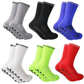 2 Pairs Anti-Slip Soccer/Cycling/Basketball Socks, Breathable Outdoor Sports Socks With Grip Dots