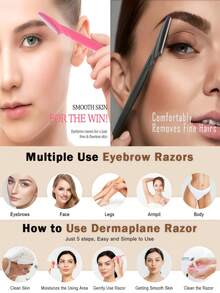 30pcs Eyebrow Trimmer Set, Eyebrow Trimmer, Long Handled Eyebrow Trimmer, Beauty Tool, Used For Eyebrow Trimming, Razor, Precision Exfoliating Tool Eyebrow Trimmer, Facial Razor Blade, Eyebrow Trimmer Blade And Razor With Protective Cover, Used For Removing Facial And Body Hair, Suitable For Travel, Suitable For Both Men And Women. 5/10pcs.