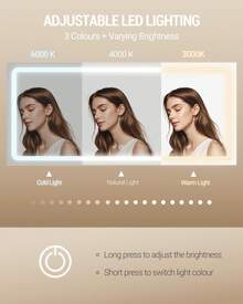 Hzuaneri Große Schminktisch mit Große HD-Spiegel , Schminktisch mit LED-Beleuchtung , 3 Farben, Einstellbare Helligkeit , Frisiertisch mit 11 Schubladen, 3 Ablagefächern und 1 Oberen Regal, Schminktische Fürs Schlafzimmer, Weiß