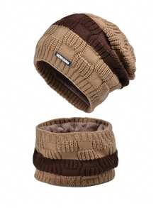 1 Set Women's Cable Knit Beanie & Scarf Set, Thick Warm Knitted Slouchy Hat & Neck Warmer For Winter Daily Use - Multicolor - View 12