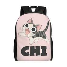 Lightweight Single Side Backpack With Cute Anime Cat & Chi Character Design - Pastel Pink & Black School Backpack For Men & Women, Unisex College Backpack For Urban Commuting, Day Trips, Daily Use, Durable & Stylish Backpack For Anime Fans, Hand Wash Or Dry Clean, Fashionable For Casual Outings, Compact & Lightweight With Single Compartment, Playful Cat-Themed Design, Ideal For And Commuters, Sturdy Construction - 彩色 - 查看 8