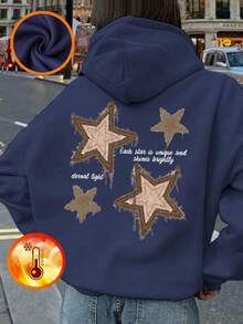 Áo nỉ in hình ngôi sao, kiểu dáng thường ngày, phù hợp cho bé gái và thiếu nữ, thiết kế tay dài dày dặn giữ nhiệt, lý tưởng cho học sinh vào mùa thu/đông. - Màu xanh hải quân - Xem 7