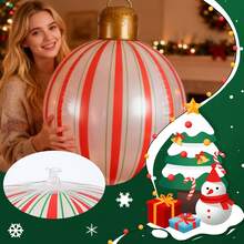 2 piezas Decoración inflable de globo navideño, Adorno navideño gigante de 24 pulgadas, Bola de Navidad inflable extra grande para decoración de jardín y patio exterior, 23.62 pulgadas - Multicolor - Ver 2