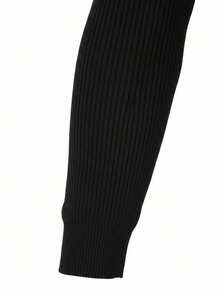 Classic Solid Color High Collar Knit Sweater For Men, Loose Casual Style, Winter - Black - View 3