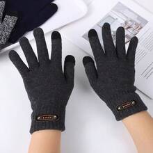 New Single/Double-Layer Men's Winter Gloves Thick Warm Windproof Cold-Proof Gloves Knitted Touch Screen Glove Gifts Winter Gear - Multicolor - View 5