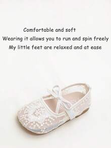 1 Pair Fashionable Cute Bow Decor Slip-On Flats For Girls, Lightweight Breathable Durable, Suitable For Daily Wear, Spring/Summer - Beige - View 7