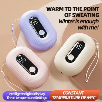 1pc New Intelligent Digital Display Hand Warmer, 3 Adjustable Temperature Levels, 5 Seconds Fast Heating, 1200mAh Battery Life, USB Rechargeable, Winter Accessory And Gift Christmas Gifts,Hand Warmers,Gifts For Men,Stocking Stuffers,Hand Warmers Rechargeable