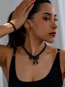 5pcs Fashionable Versatile Elegant Pearl Necklace, Earrings, Ring, Bracelet Jewelry Set, Women's Pearl Jewelry Set, Suitable For Wedding, Daily Wear, Best Gift - White - View 17