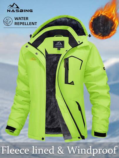 KEFITEVD Women's Winter Skiing Jacket Water Resistant Windproof Thermal Lined Hooded Thermal Winter Clothes Windbreaker Hiking Skiing Camping Mountaining Coat