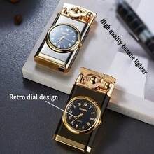 Butane Lighter, Single Flame Lighter, Vintage Genuine Dial Lighter, Windproof Lighter, Arm Ignition Lighter, Adjustable Flame Size, Blue Flame Lighter, Multifunctional Lighter, Refillable Butane, Gifts For Boyfriend And Father, Excluding Butane - Vàng - Xem 3