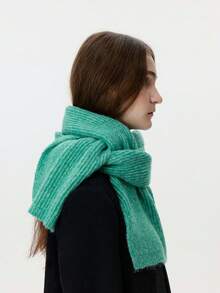 1pc Women's Solid Color Wool Blend Star Pattern Knitted Neck Warmer, Fashionable Streetwear For Autumn/Winter, Suitable For Outdoor Activities And Photography