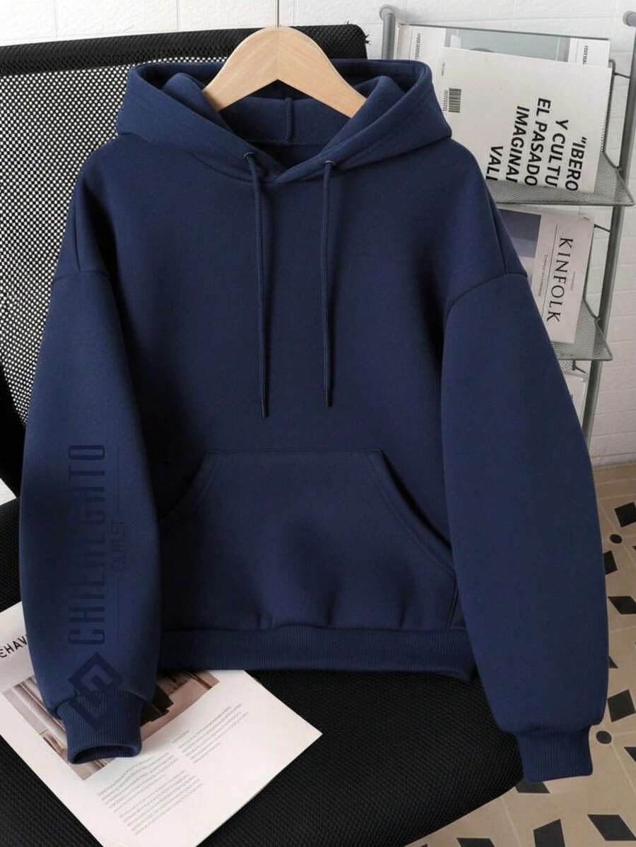 Children's Plain Hoodie Sweatshirt, Unisex, Soft And Comfortable, Ideal For School And Everyday Wear, Winter/Autumn, Sizes 2 To 16, Premium - 藏蓝色 - 查看 1