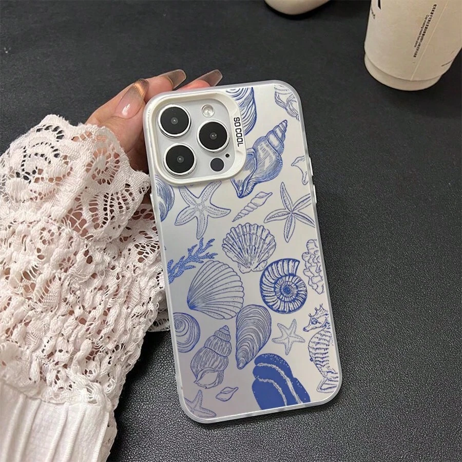 Funda de teléfono con diseño de conchas, compatible con iPhone 17, 16, 15, 14, 13, 12, 11 Pro Max, X, XS, XR y Galaxy S25, S24, S23, S22, S21. - Multicolor - Ver 1