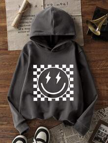 3pcs Tween Girl Sunshine Print Hooded Sweatshirt, Student, Warm Thermal Lined Long Sleeve Top For Autumn/Winter, Fashionable Niche Design - متعدد الألوان - مشاهدة 5